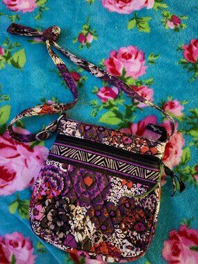 Vera Bradley Rosewood triple zip hipster crossbody